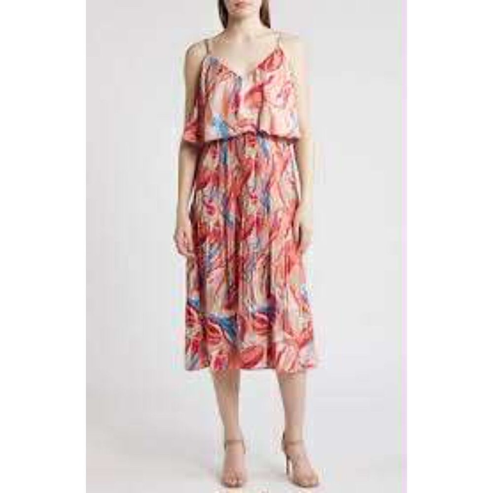 Adelyn Rae Pink Retro Nayla Pleated Blouson Sun Dress, size S